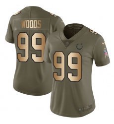 Women's Nike Indianapolis Colts #99 Al Woods Limited Olive/Gold 2017 Salute to Service NFL Jersey