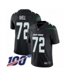 Men's New York Jets #72 Brandon Shell Black Alternate Vapor Untouchable Limited Player 100th Season Football Jersey