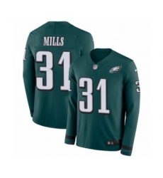 Youth Nike Philadelphia Eagles #31 Jalen Mills Limited Green Therma Long Sleeve NFL Jersey