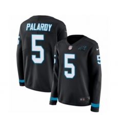 Women's Nike Carolina Panthers #5 Michael Palardy Limited Black Therma Long Sleeve NFL Jersey