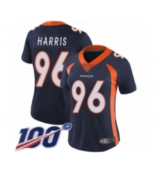 Women's Denver Broncos #96 Shelby Harris Navy Blue Alternate Vapor Untouchable Limited Player 100th Season Football Jersey