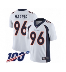Youth Denver Broncos #96 Shelby Harris White Vapor Untouchable Limited Player 100th Season Football Jersey