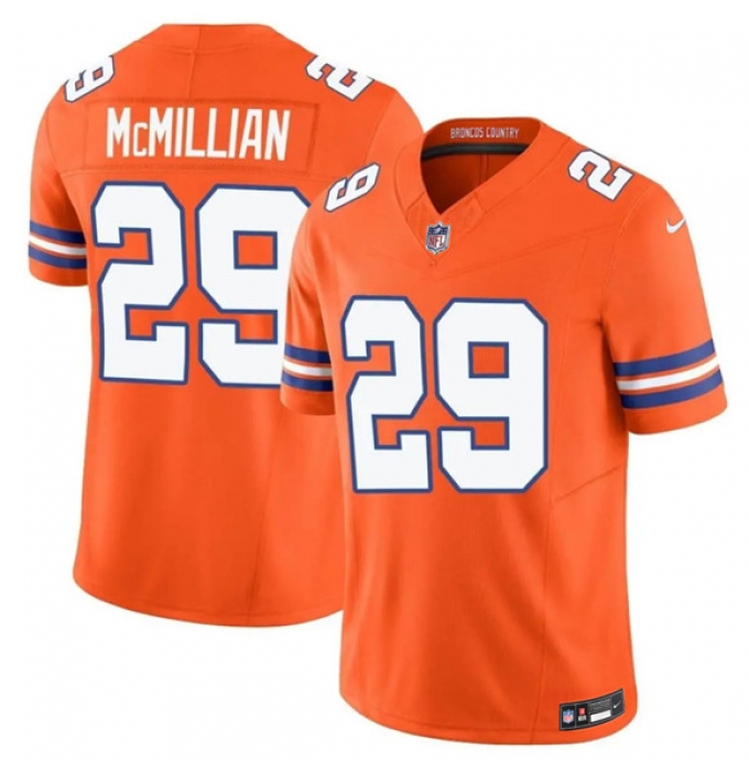 Men's Denver Broncos #29 Ja'Quan McMillan Orange Mile High Collection 1977 Throwback Vapor Limited Football Stitched Jersey