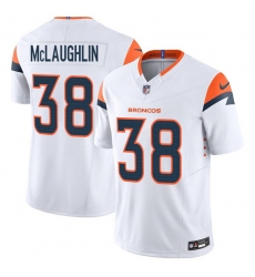 Men's Denver Broncos #38 Jaleel McLaughlin White 2025 F.U.S.E. Vapor Limited Football Stitched Jersey