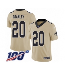 Youth New Orleans Saints #20 Ken Crawley Limited Gold Inverted Legend 100th Season Football Jersey