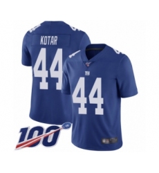 Men's New York Giants #44 Doug Kotar Royal Blue Team Color Vapor Untouchable Limited Player 100th Season Football Jersey
