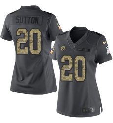 Women's Nike Pittsburgh Steelers #20 Cameron Sutton Limited Black 2016 Salute to Service NFL Jersey