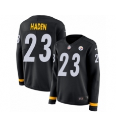 Women's Nike Pittsburgh Steelers #23 Joe Haden Limited Black Therma Long Sleeve NFL Jersey
