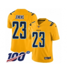 Youth Los Angeles Chargers #23 Rayshawn Jenkins Limited Gold Inverted Legend 100th Season Football Jersey