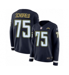 Women's Nike Los Angeles Chargers #75 Michael Schofield Limited Navy Blue Therma Long Sleeve NFL Jersey