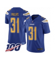 Men's Los Angeles Chargers #31 Adrian Phillips Limited Electric Blue Rush Vapor Untouchable 100th Season Football Jersey