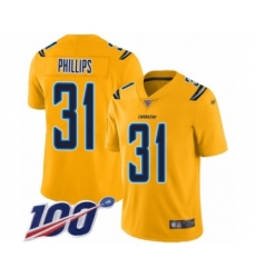Youth Los Angeles Chargers #31 Adrian Phillips Limited Gold Inverted Legend 100th Season Football Jersey