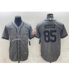 Men's San Francisco 49ers #85 George Kittle Gray With Patch Cool Base Stitched Baseball Jersey