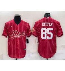 Men's San Francisco 49ers #85 George Kittle Red With Patch Cool Base Stitched Baseball Jersey