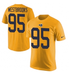 Men's Nike Los Angeles Rams #95 Ethan Westbrooks Gold Rush Pride Name & Number T-Shirt