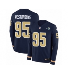 Men's Nike Los Angeles Rams #95 Ethan Westbrooks Limited Navy Blue Therma Long Sleeve NFL Jersey