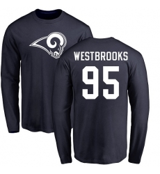 NFL Nike Los Angeles Rams #95 Ethan Westbrooks Navy Blue Name & Number Logo Long Sleeve T-Shirt