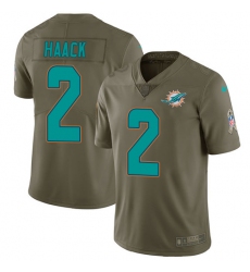 Men's Nike Miami Dolphins #2 Matt Haack Limited Olive 2017 Salute to Service NFL Jerse