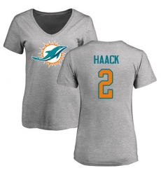 NFL Women's Nike Miami Dolphins #2 Matt Haack Ash Name & Number Logo T-Shirt