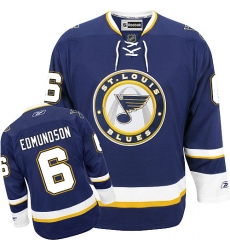 Men's Reebok St. Louis Blues #6 Joel Edmundson Premier Navy Blue Third NHL Jersey