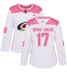 Women's Adidas Carolina Hurricanes #17 Rod Brind'Amour Authentic White/Pink Fashion NHL Jersey