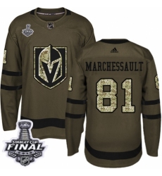 Men's Adidas Vegas Golden Knights #81 Jonathan Marchessault Authentic Green Salute to Service 2018 Stanley Cup Final NHL Jersey