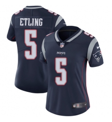 Women's Nike New England Patriots #5 Danny Etling Navy Blue Team Color Vapor Untouchable Limited Player NFL Jersey