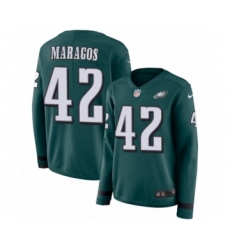 Women's Nike Philadelphia Eagles #42 Chris Maragos Limited Green Therma Long Sleeve NFL Jersey