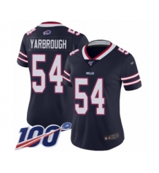 Women's Buffalo Bills #54 Eddie Yarbrough Limited Navy Blue Inverted Legend 100th Season Football Jersey