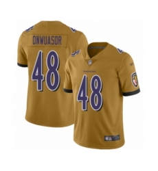 Women's Baltimore Ravens #48 Patrick Onwuasor Limited Gold Inverted Legend Football Jersey