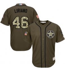Men's Majestic Houston Astros #46 Francisco Liriano Replica Green Salute to Service MLB Jersey