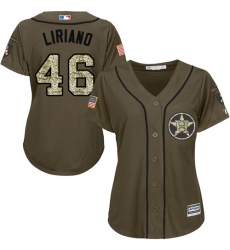Women's Majestic Houston Astros #46 Francisco Liriano Authentic Green Salute to Service MLB Jersey