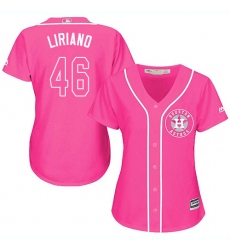 Women's Majestic Houston Astros #46 Francisco Liriano Authentic Pink Fashion Cool Base MLB Jersey