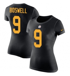Women's Nike Pittsburgh Steelers #9 Chris Boswell Black Rush Pride Name & Number T-Shirt