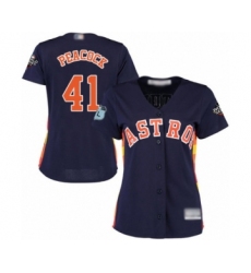 Women's Houston Astros #41 Brad Peacock Authentic Navy Blue Alternate Cool Base 2019 World Series Bound Baseball Jersey