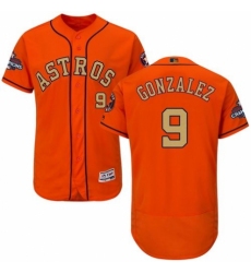 Men's Majestic Houston Astros #9 Marwin Gonzalez Orange Alternate 2018 Gold Program Flex Base Authentic Collection MLB Jersey