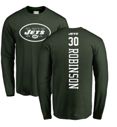 NFL Nike New York Jets #30 Rashard Robinson Green Backer Long Sleeve T-Shirt