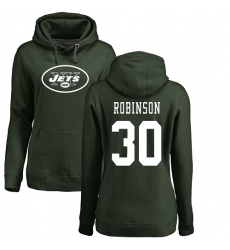 NFL Women's Nike New York Jets #30 Rashard Robinson Green Name & Number Logo Pullover Hoodie