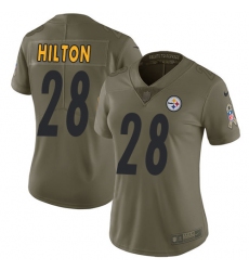 Women's Nike Pittsburgh Steelers #28 Mike Hilton Limited Olive 2017 Salute to Service NFL Jersey