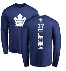 NHL Adidas Toronto Maple Leafs #37 Timothy Liljegren Royal Blue Backer Long Sleeve T-Shirt