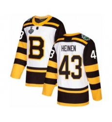 Men's Boston Bruins #43 Danton Heinen Authentic White Winter Classic 2019 Stanley Cup Final Bound Hockey Jersey