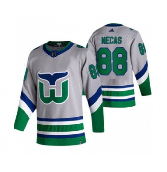Men's Carolina Hurricanes #88 Martin Necas Grey 2020-21 Reverse Retro Alternate Hockey Jersey