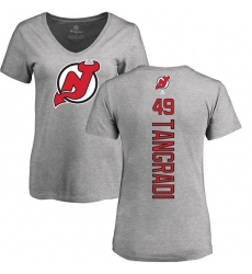 NHL Women's Adidas New Jersey Devils #49 Eric Tangradi Ash Backer T-Shirt