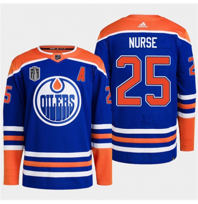 Men's Edmonton Oilers #25 Darnell Nurse Royal 2024 Stanley Cup Final Stitched Jersey