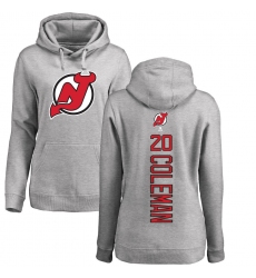 NHL Women's Adidas New Jersey Devils #20 Blake Coleman Ash Backer Pullover Hoodie