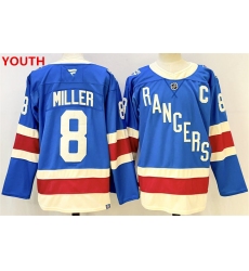 Youth new york rangers #8 jt miller blue 2025 with c patch stitched hockey
