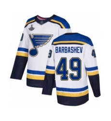 Youth St. Louis Blues #49 Ivan Barbashev Authentic White Away 2019 Stanley Cup Champions Hockey Jersey