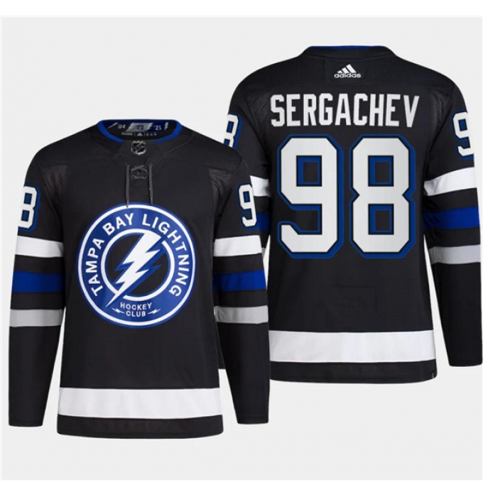 Men's Tampa Bay Lightning #98 Mikhail Sergachev Black 2024 Stadium Series Stitched Jersey