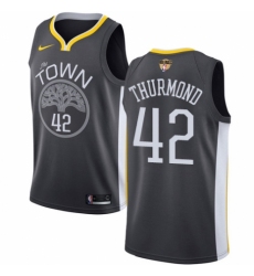 Youth Nike Golden State Warriors #42 Nate Thurmond Swingman Black Alternate 2018 NBA Finals Bound NBA Jersey - Statement Edition