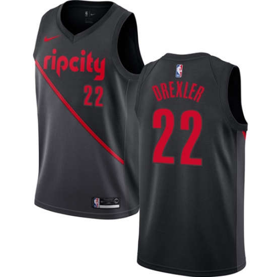 Women's Nike Portland Trail Blazers #22 Clyde Drexler Swingman Black ...